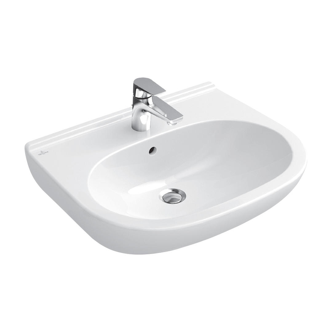 Villeroy & Boch 550 Wall Hung Basin 1 Tap Hole with Overflow - Alpine White 51605501CB