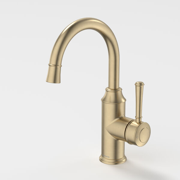 Caroma Riviere Gooseneck Basin Mixer - LF Brushed Brass