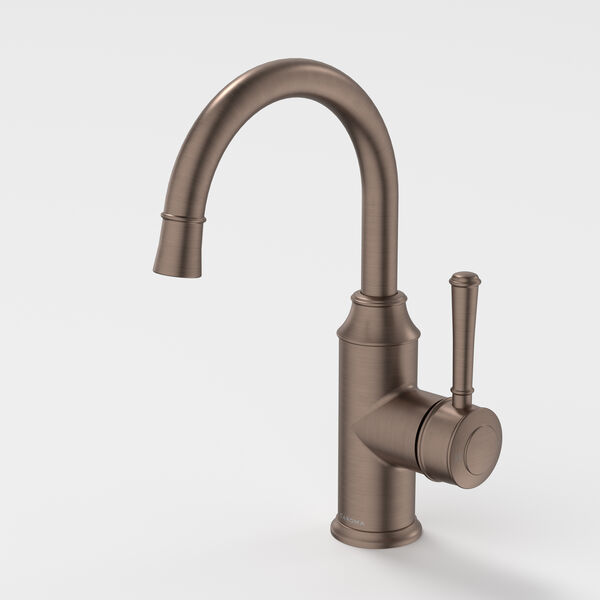 Caroma Riviere Gooseneck Basin Mixer - LF Brushed Bronze