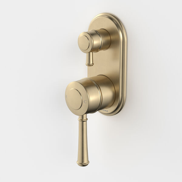 Caroma Riviere Bath/Shower Mixer with Diverter (Includes In-Wall Body) - Brushed Brass
