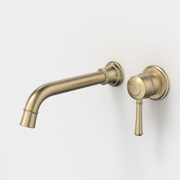 Caroma Riviere 210mm Wall Basin/Bath Mixer Set (Includes In-Wall Body) - LF Brushed Brass