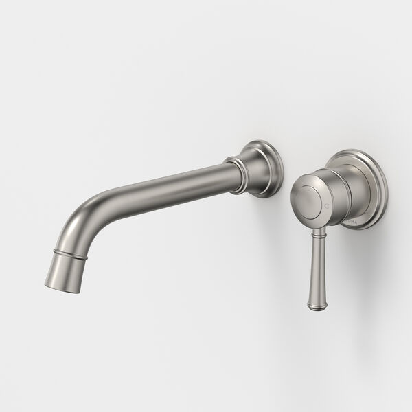 Caroma Riviere 210mm Wall Basin/Bath Mixer Set (Includes In-Wall Body) - LF Brushed Nickel