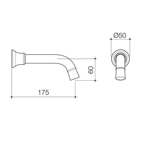 Caroma Riviere 175mm Wall Basin/Bath Spout - Chrome