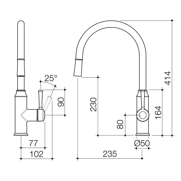 Caroma Riviere Pull Out Sink Mixer - LF Brushed Brass