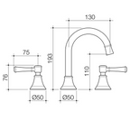 Caroma Riviere Hob Basin Tap Set - LF Brushed Brass