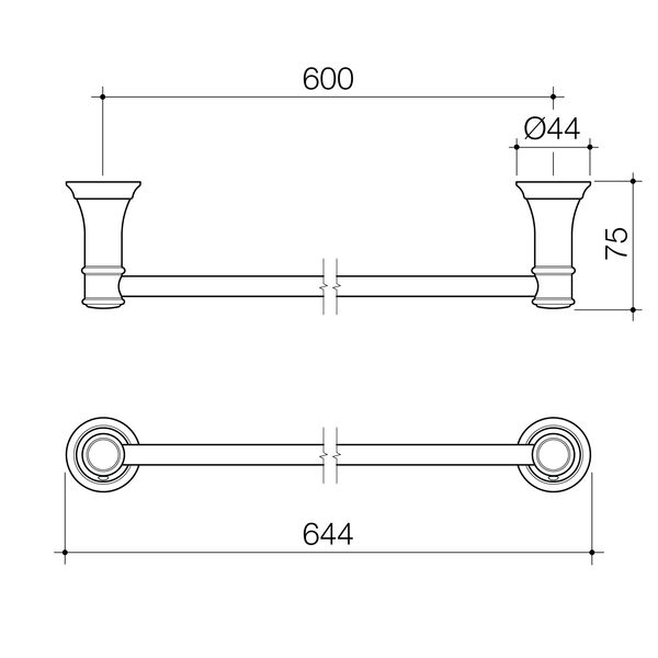 Caroma Riviere 600mm Single Towel Rail - Brushed Bronze