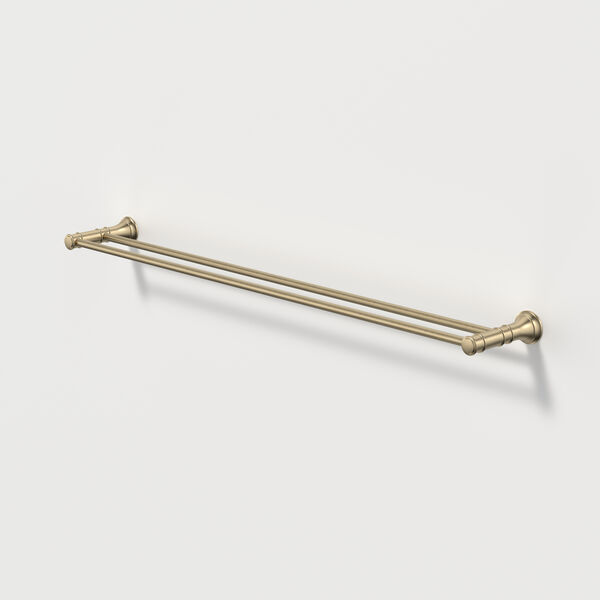 Caroma Riviere 800mm Double Towel Rail - Brushed Brass