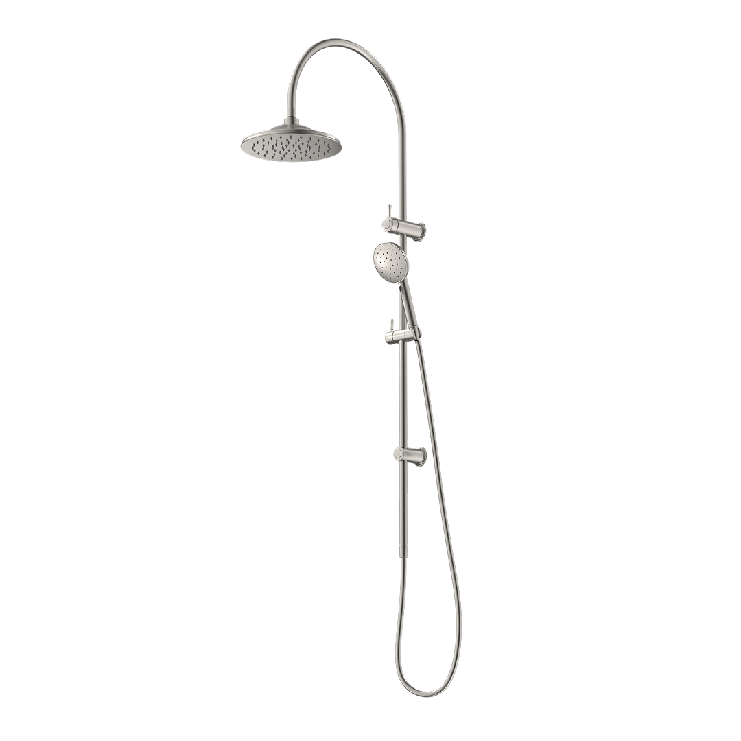 Caroma Riviere Rail Shower with Overhead - Brushed Nickel