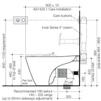 Caroma Care 800 Cleanflush Invisi II Wall Faced Suite with backrest and Caravelle Care Single Flap seat -  Anthracite Grey specifications