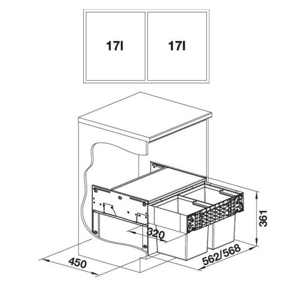 Blanco Select II Compact 60/2 Waste System for 60cm Cabinets - 526207