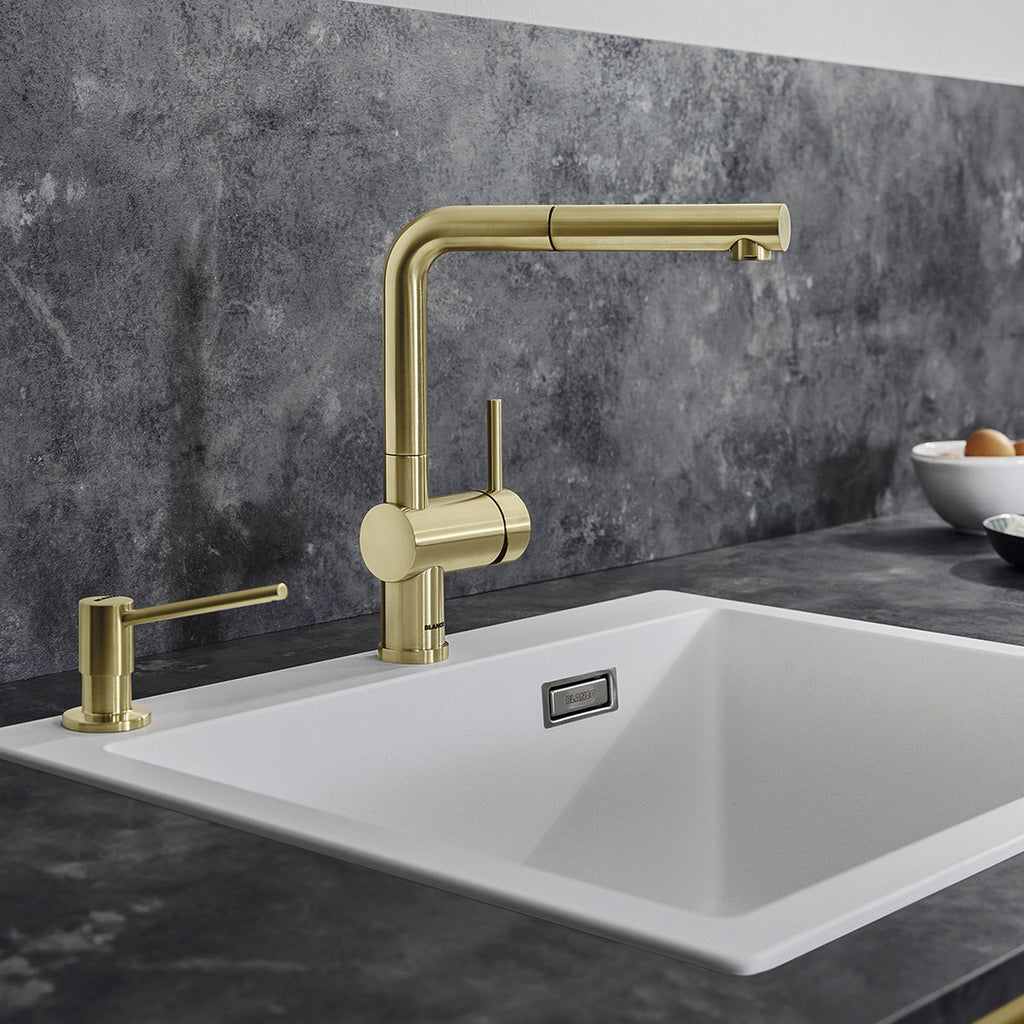 Blanco LINUS-S Pull-Out Kitchen Sink Mixer - Satin Gold - 526685