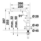 Blanco LINUS-S Pull-Out Kitchen Sink Mixer - PVD Steel - 526785