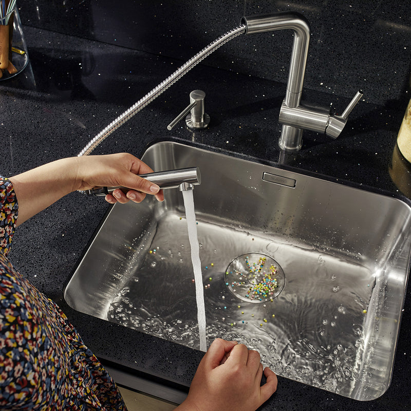 Blanco LINUS-S Pull-Out Kitchen Sink Mixer - PVD Steel - 526785