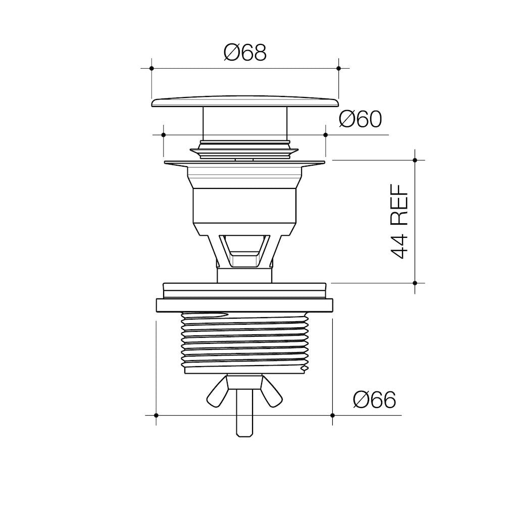Caroma Urbane II Basin Dome Pop-Up Plug & Waste - White - 687330SW