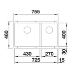 Blanco Subline 430/270-U Silgranit Undermount Kitchen Sink - Black 528009