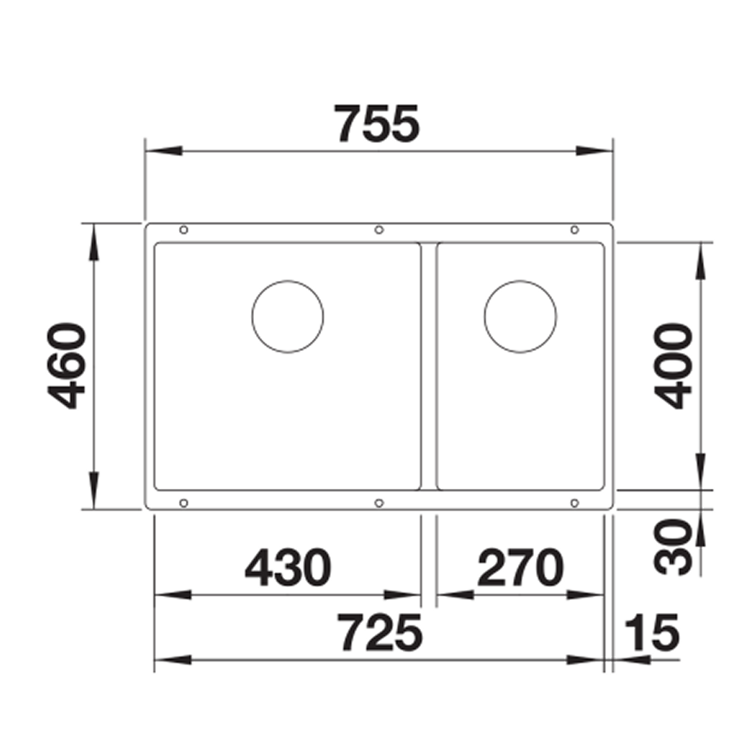 Blanco Subline 430/270-U Silgranit Undermount Kitchen Sink - Black 528009