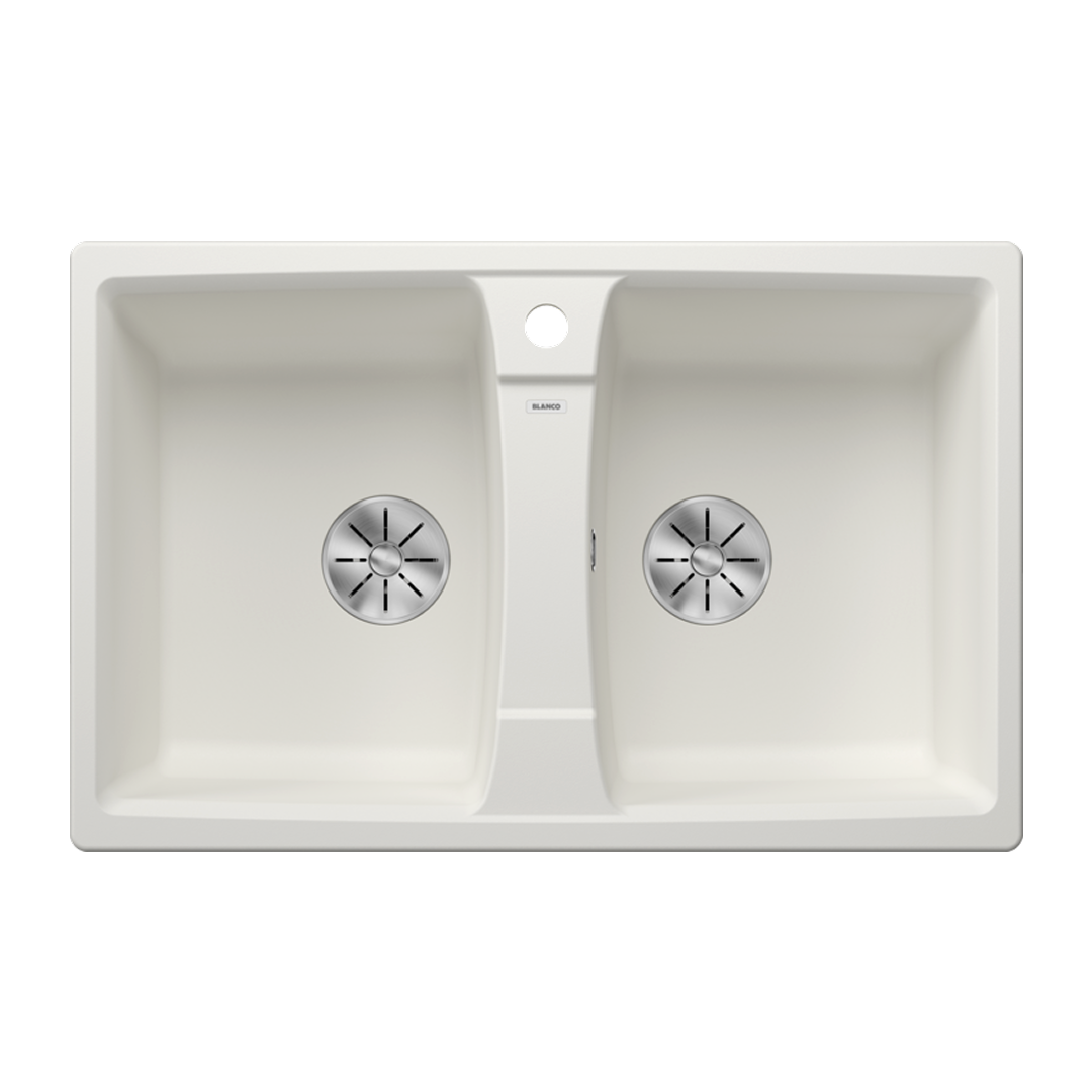Blanco Lexa 8 Silgranit Inset White Double Bowl Kitchen Sink - 1 Tap Hole 528080
