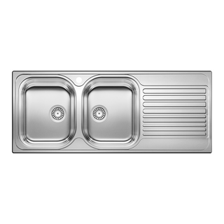 Blanco TIPO 8S Topmount Double Bowl Kitchen Sink with Left Hand Bowl - Stainless Steel 1 Tap Hole 528227