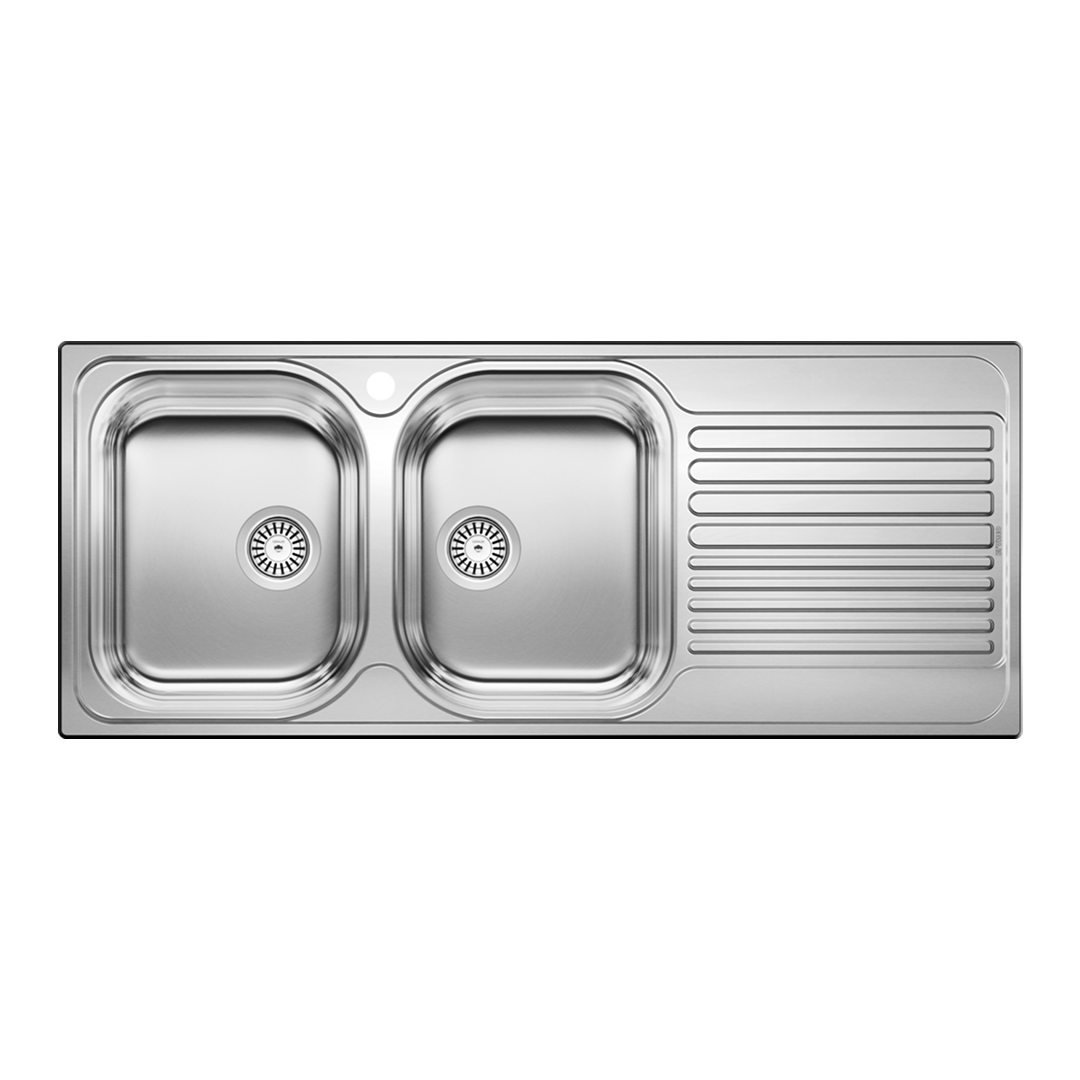 Blanco TIPO 8S Topmount Double Bowl Kitchen Sink with Left Hand Bowl - Stainless Steel 1 Tap Hole 528227