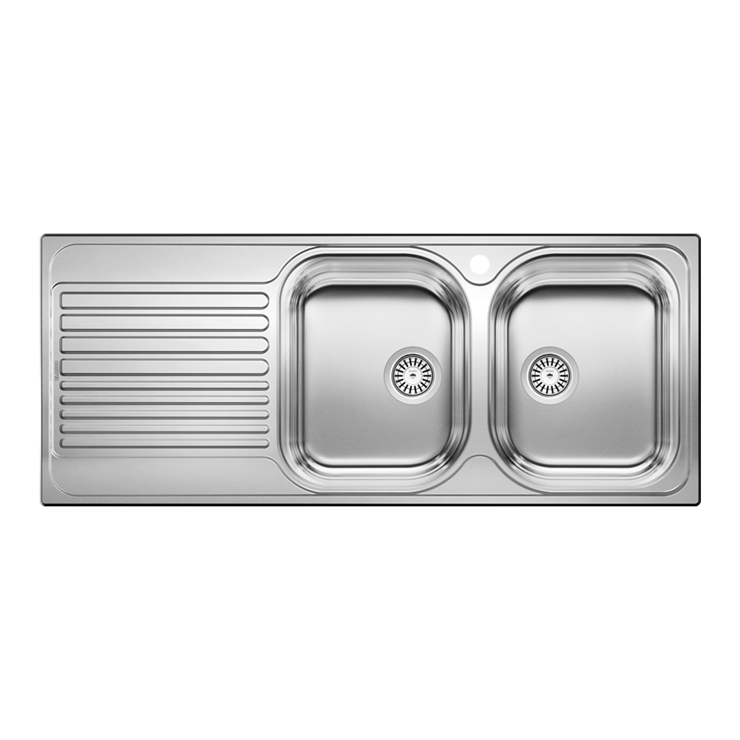 Blanco TIPO 8S Topmount Double Bowl Kitchen Sink with Right Hand Bowl - Stainless Steel 1 Tap Hole 528228