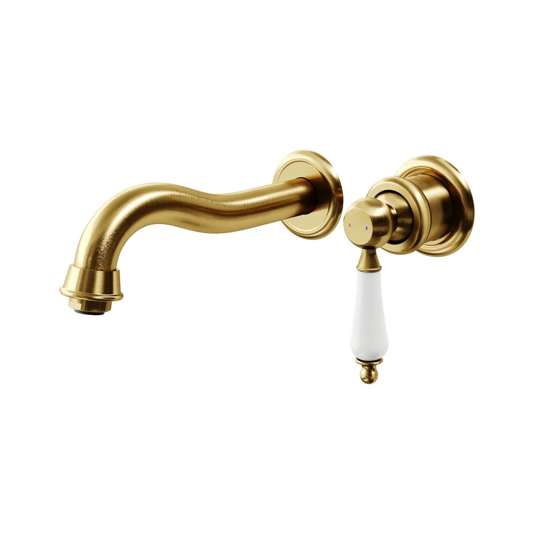 Villeroy & Boch Avia 2.0 Basin Wall Mixer Set (Includes In-Wall Body) - Brushed Gold/Ceramic - 5374585B + 8733500