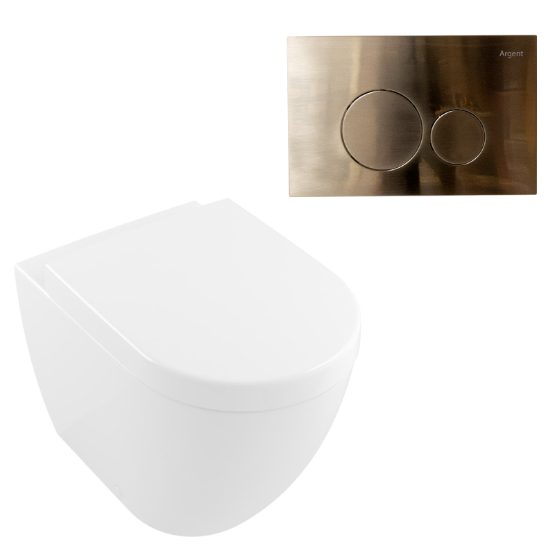 Villeroy & Boch Subway 2.0 DirectFlush Wall Faced Toilet Package - Argent IN38905 Cistern - Grace Brushed Nickel - 5602R101S4DB + IN38905 + F5020BN