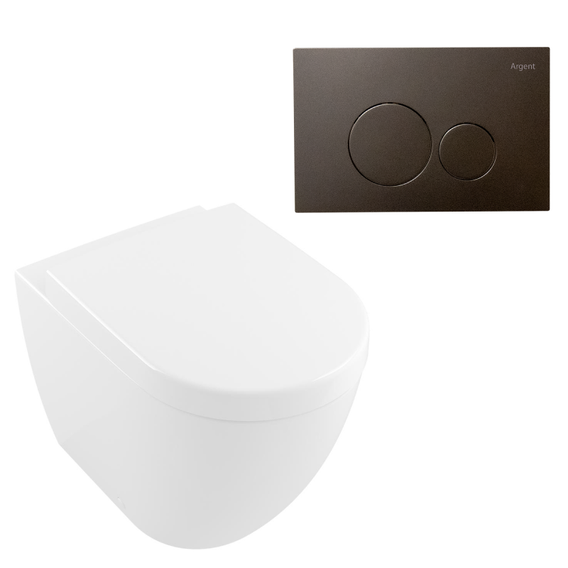 Villeroy & Boch Subway 2.0 DirectFlush Wall Faced Toilet Package - Argent IN38905 Cistern - Grace Gun Metal - 5602R101S4DB + IN38905 + F5020GM