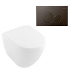 Villeroy & Boch Subway 2.0 DirectFlush Wall Faced Toilet Package - Argent IN38905 Cistern - Grace Gun Metal - 5602R101S4DB + IN38905 + F5020GM