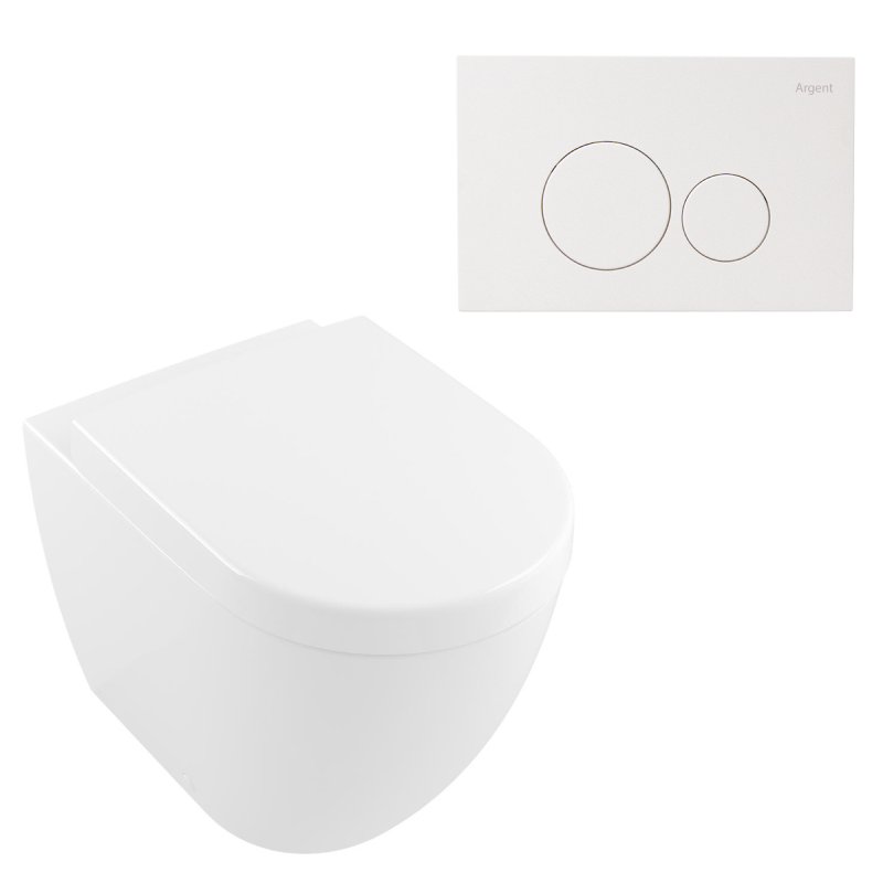 Villeroy & Boch Subway 2.0 DirectFlush Wall Faced Toilet Package - Argent IN38905 Cistern - Grace Matte White - 5602R101S4DB + IN38905 + F5020MW