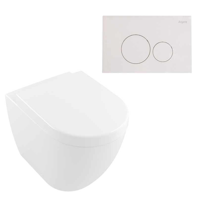 Villeroy & Boch Subway 2.0 DirectFlush Wall Faced Toilet Package - Argent IN38905 Cistern - Grace White - 5602R101S4DB + IN38905 + F5020WH
