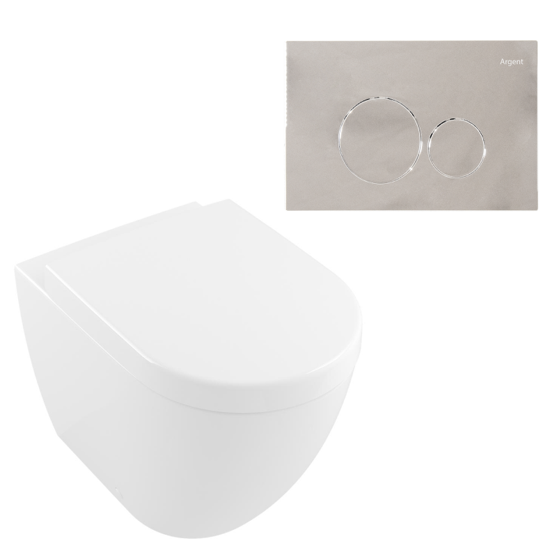 Villeroy & Boch Subway 2.0 DirectFlush Wall Faced Toilet Package - Argent IN38905 Cistern - Grace Chrome - 5602R101S4DB + IN38905 + F5020