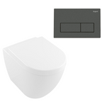 Villeroy & Boch Subway 2.0 DirectFlush Wall Faced Toilet Package - Argent IN38905 Cistern - Kubic Gun Metal - 5602R101S4DB + IN38905 + IN38785GM
