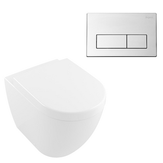 Villeroy & Boch Subway 2.0 DirectFlush Wall Faced Toilet Package - Argent IN38905 Cistern - Kubic Chrome - 5602R101S4DB + IN38905 + IN38785