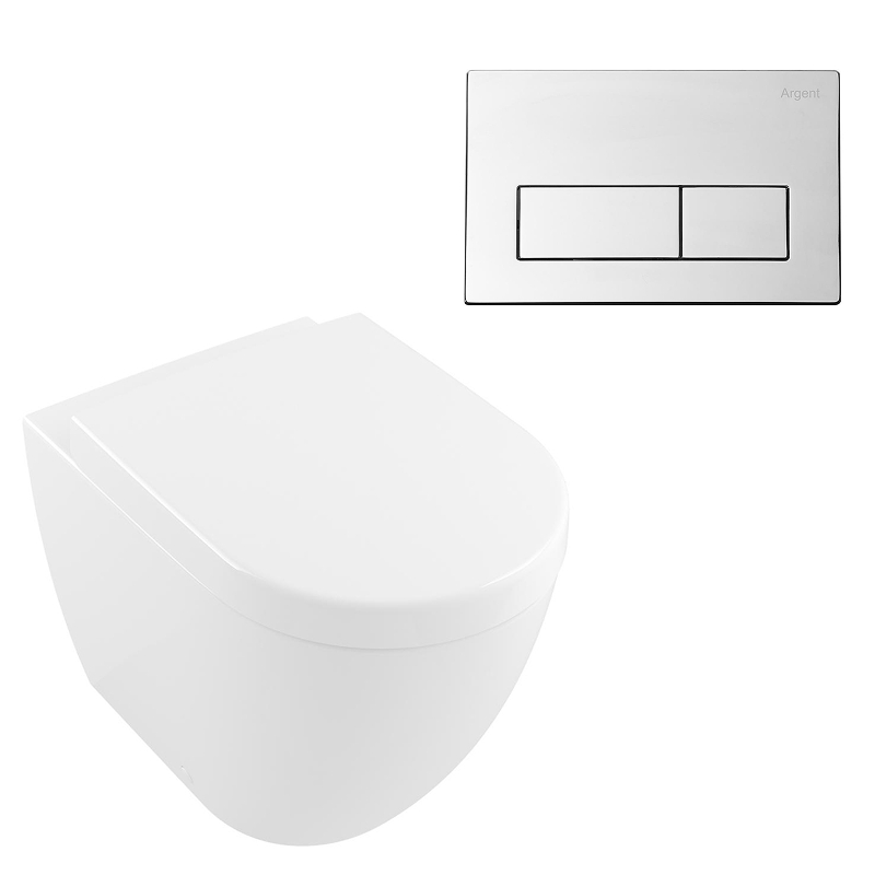 Villeroy & Boch Subway 2.0 DirectFlush Wall Faced Toilet Package - Argent IN38905 Cistern - Kubic Chrome - 5602R101S4DB + IN38905 + IN38785