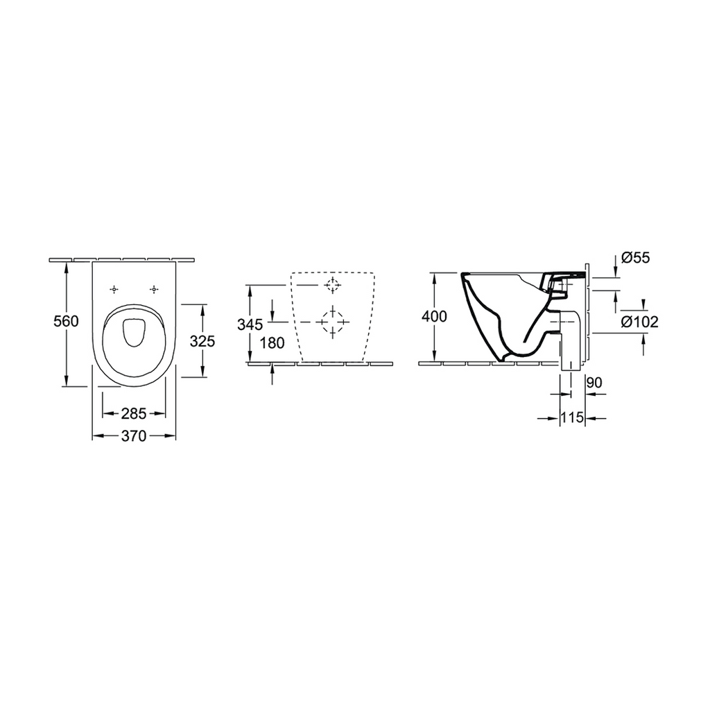 Villeroy & Boch Subway 2.0 DirectFlush Wall Faced Toilet w/ CeramicPlus (S & P Trap) - Alpine White - 5602R1R1S4DB