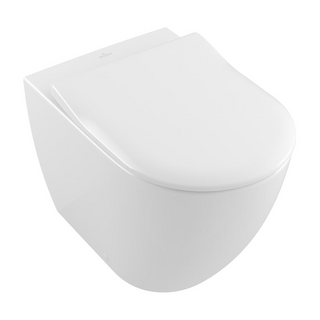 Villeroy & Boch Subway 2.0 DirectFlush Wall Faced Toilet w/ CeramicPlus & Slim Seat (S & P Trap) - Alpine White - 5602R1R1L4DB