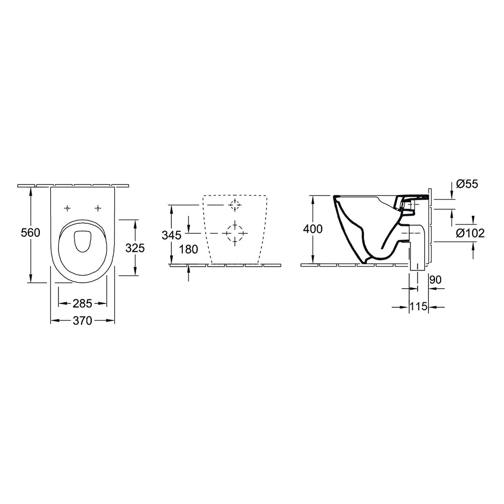 Villeroy & Boch Subway 2.0 DirectFlush Wall Faced Toilet Package - Argent IN38905 Cistern - Kubic Matte White - 5602R101S4DB + IN38905 + IN38785MW