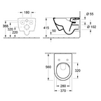 Villeroy & Boch Subway 2.0 Direct Flush Wall Hung Pan with Slim Seat - P-Trap with Slim Seat - 5614R001L4B