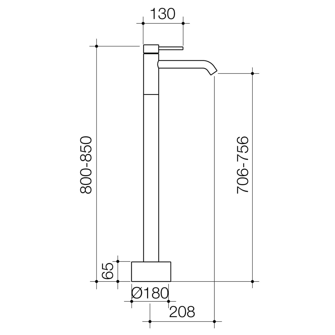 Caroma Liano II Freestanding Bath Filler - Gun Metal - 96378GM