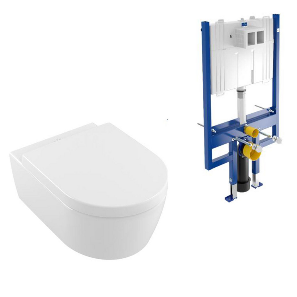 Villeroy & Boch Avento DirectFlush Wall Hung Toilet incl/VB Cistern Package - E200 White Button - 5656R001S4B + 92233500 + 92249068