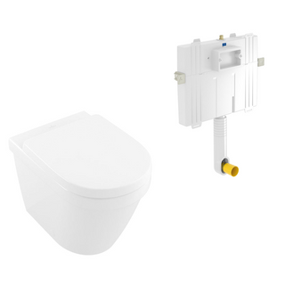 Villeroy & Boch Architectura 2.0 DirectFlush Wall Faced Toilet includes Villeroy & Boch Cistern Package - No Flush Plate (Pan & Cistern Only) Button - 5690R101S4DB + 92233300