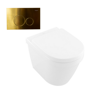 Villeroy & Boch Architectura 2.0 DirectFlush Wall Faced Toilet incl/Argent Cistern Package - Round Grace Brushed Gold - 5690R101S4DB + IN38905 + F5020BG