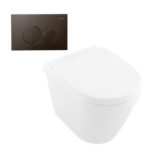 Villeroy & Boch Architectura 2.0 DirectFlush Wall Faced Toilet incl/Argent Cistern Package - Round Grace Gun Metal - 5690R101S4DB + IN38905 + F5020GM