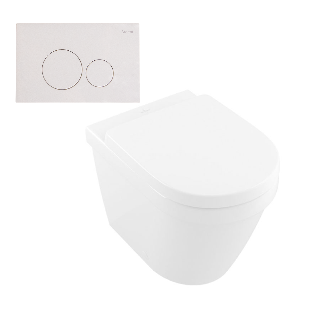 Villeroy & Boch Architectura 2.0 DirectFlush Wall Faced Toilet incl/Argent Cistern Package - Round Grace White - 5690R101S4DB + IN38905 + F5020WH