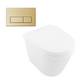 Villeroy & Boch Architectura 2.0 DirectFlush Wall Faced Toilet incl/Argent Cistern Package - Rec Kubic Brushed Gold - 5690R101S4DB + IN38905 + IN38785BG