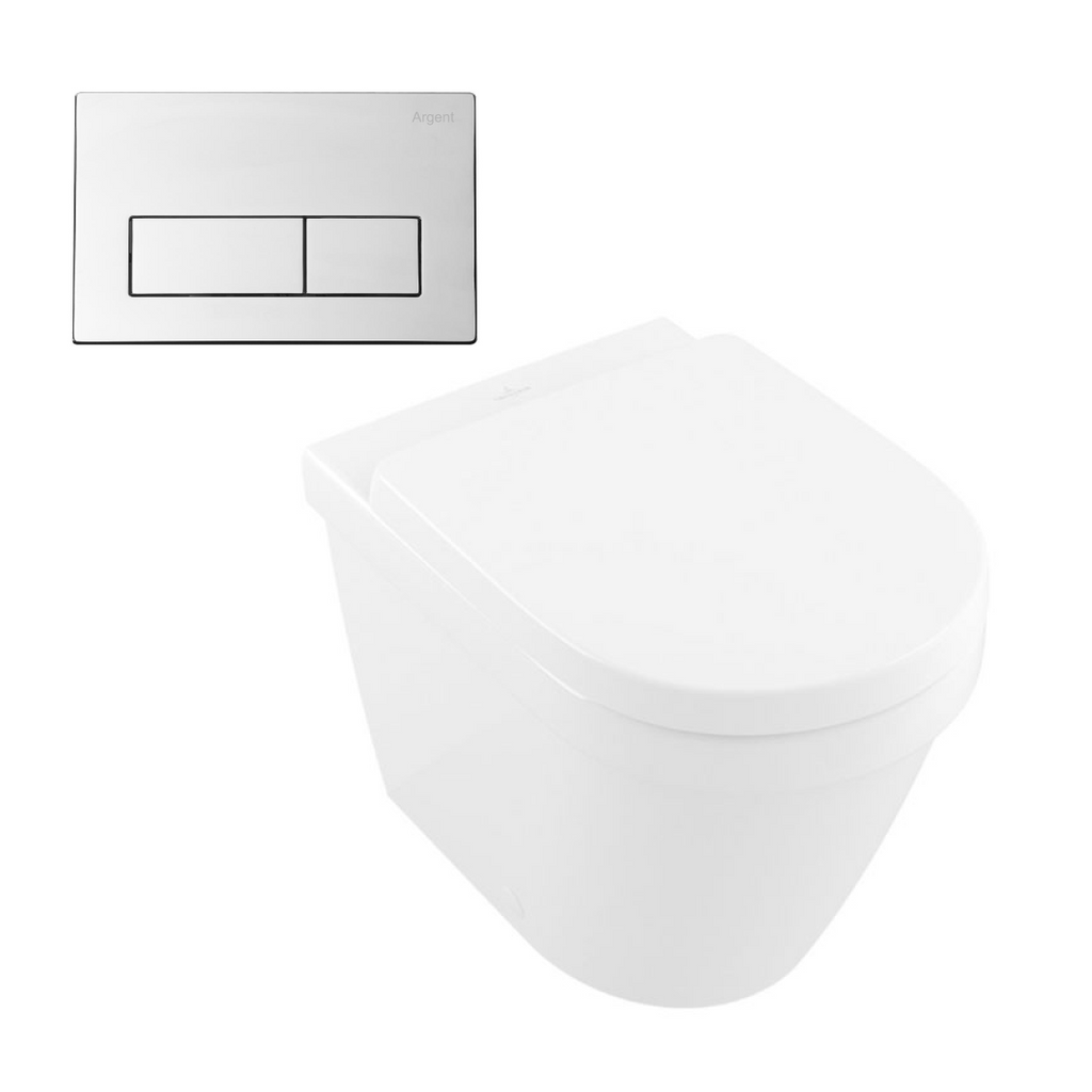 Villeroy & Boch Architectura 2.0 DirectFlush Wall Faced Toilet incl/Argent Cistern Package - Rec Kubic Chrome - 5690R101S4DB + IN38905 + IN38785CHR