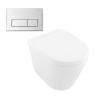 Villeroy & Boch Architectura 2.0 DirectFlush Wall Faced Toilet incl/Argent Cistern Package - Rec Kubic Chrome - 5690R101S4DB + IN38905 + IN38785CHR