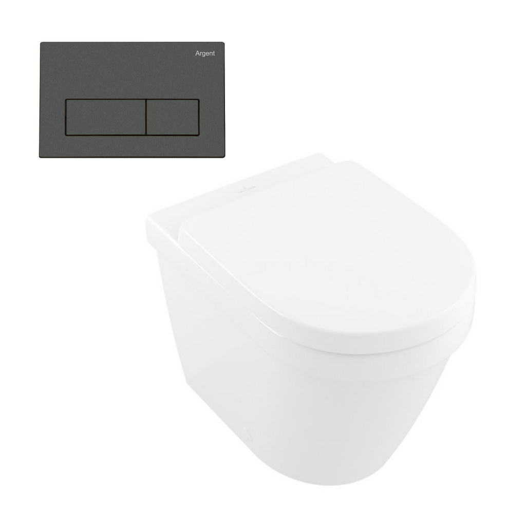 Villeroy & Boch Architectura 2.0 DirectFlush Wall Faced Toilet incl/Argent Cistern Package - Rec Kubic Gun Metal - 5690R101S4DB + IN38905 + IN38785GM