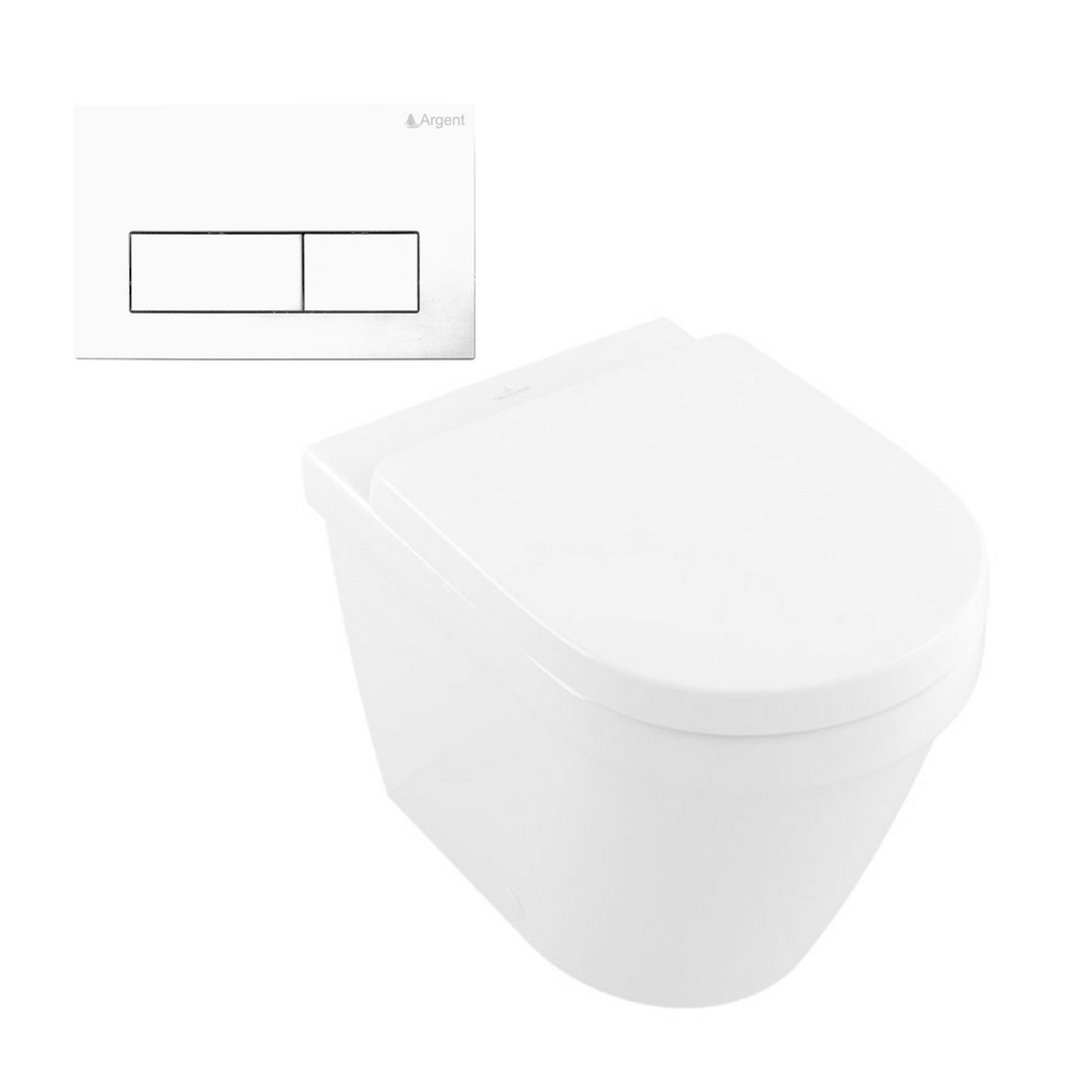 Villeroy & Boch Architectura 2.0 DirectFlush Wall Faced Toilet incl/Argent Cistern Package - Rec Kubic Matte White - 5690R101S4DB + IN38905 + IN38785MW