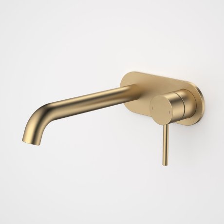 Caroma Liano II 210mm Wall Basin & Bath Mixer (Includes In-Wall Body) - LF Brushed Brass - 96353BB6AF